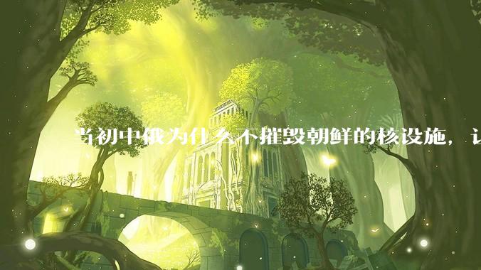 当初中俄为什么不摧毁朝鲜的核设施，让朝鲜拥有了自己的核武器？